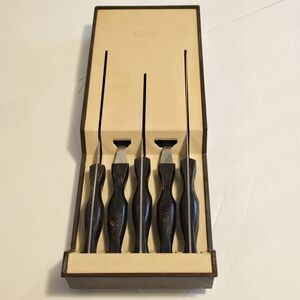 Vintage Cutco 5 Piece Knife And Fork Set With Plastic Wall Mount Holder